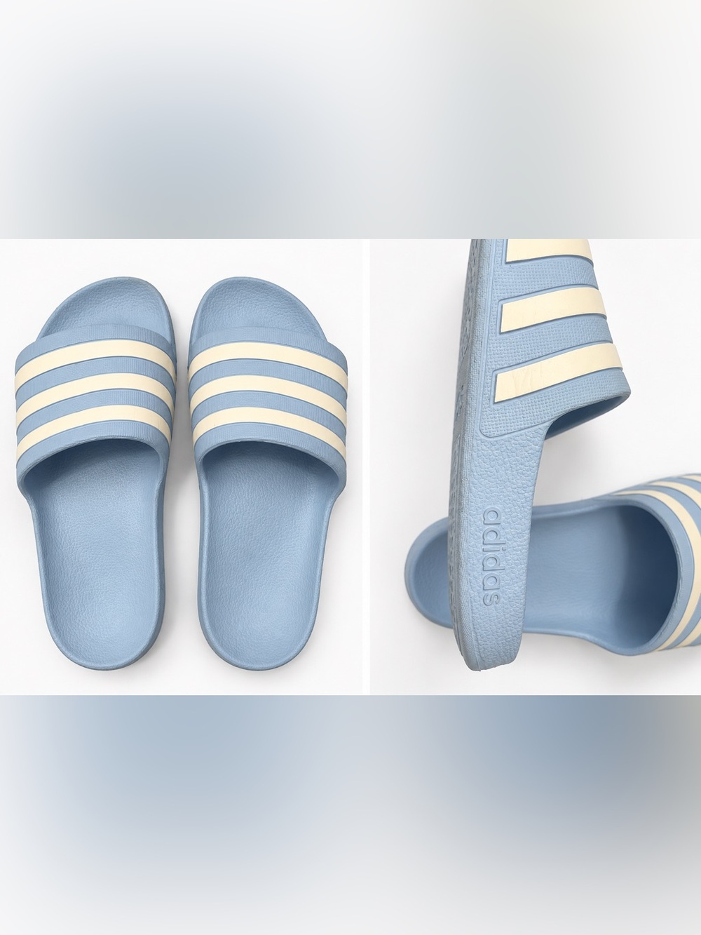 adidas Women’s Adilette Slide - Light Blue / Cream Stripes